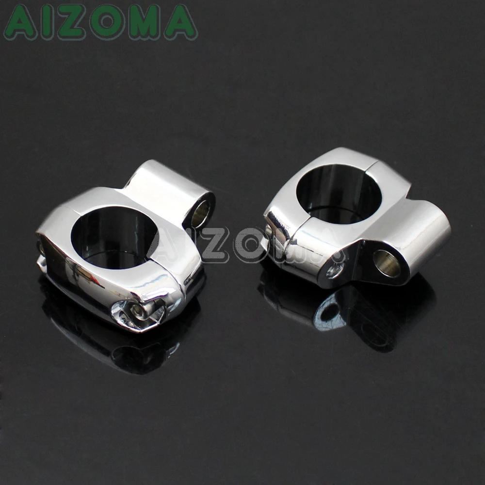 2x Chrome Universal 1&quot 25mm Bar Mirror Mount Holder Clamps for Harley Yamaha Honda Suzuki 1 inch Drink Brackets | Автомобили и