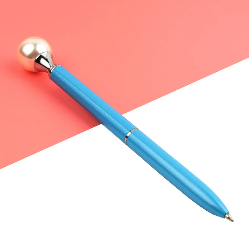 1 шт. красочный Жемчуг металлическая шариковая ручка 15 цветов Kawaii queen's crutch Шариковая ручка для школьных принадлежностей boligrafos синий и черный Заправка - Цвет: Sky Blue