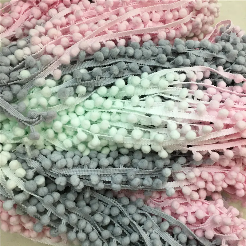 

4Yard 10mm Fade Color Pompom Lace Trim Plush Ball Ribbon Pom pom Fur DIY Craft Braid Wedding/Curtain Decor Sewing Accessories