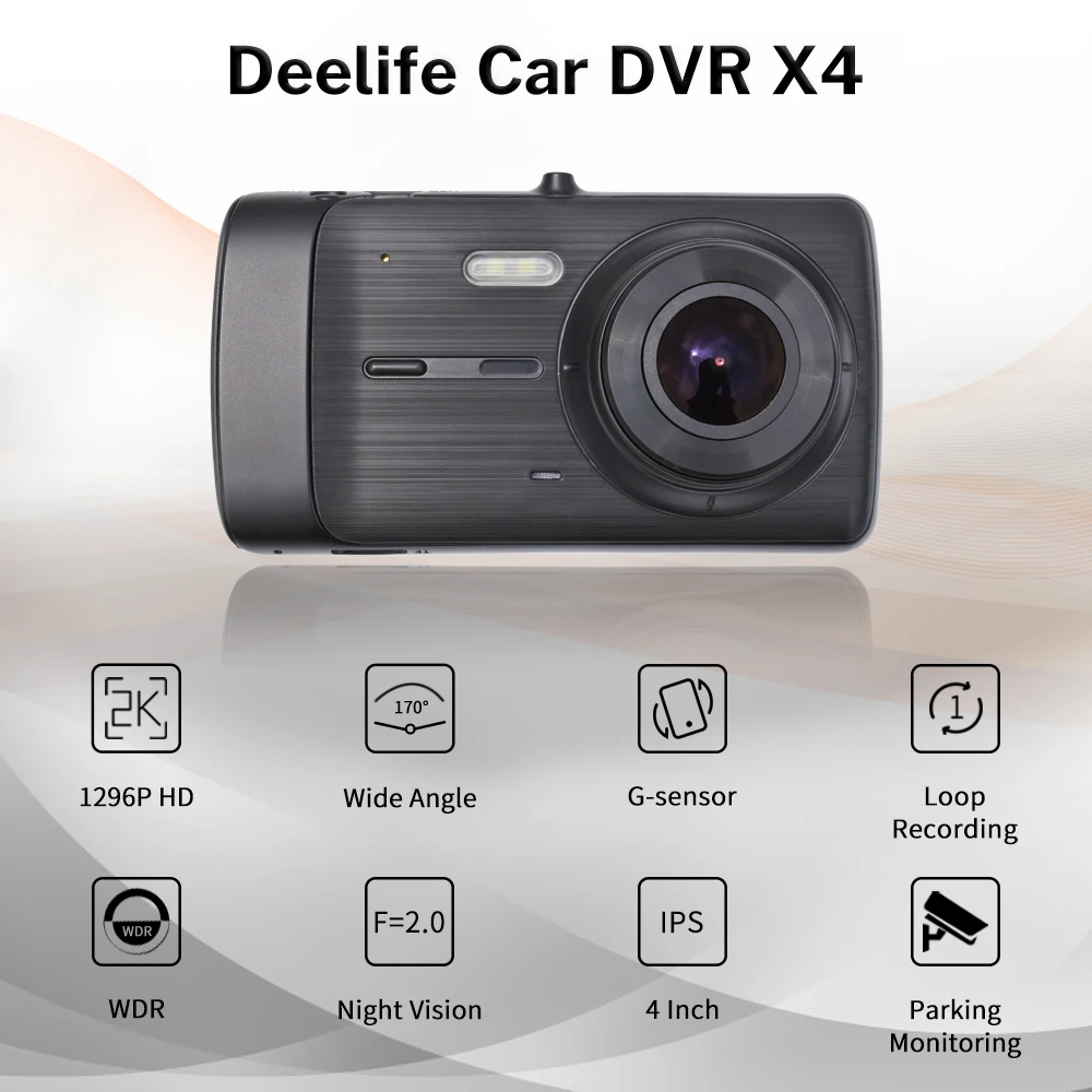 Deelife Dash Cam Видеорегистраторы для автомобилей Камера Full HD 1080 P-драйв видео Регистраторы регистратора Авто приборной панели 1296P двойная камера приборной панели черный видеорегистраторы коробка