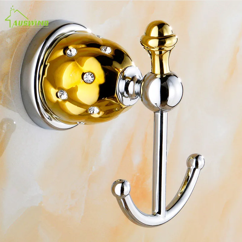 Крючок для одежды из латуни с золотистой отделкой Золотой бриллиантовый