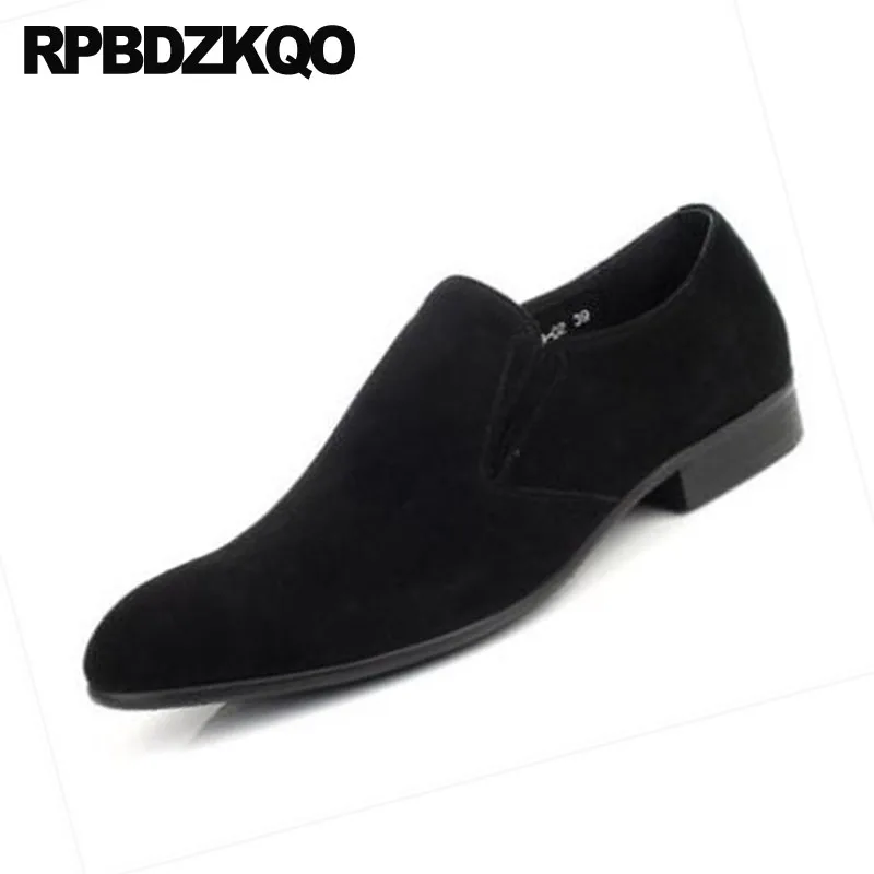 Мужские деловые замшевые туфли из натурального нубука темно-синие классические