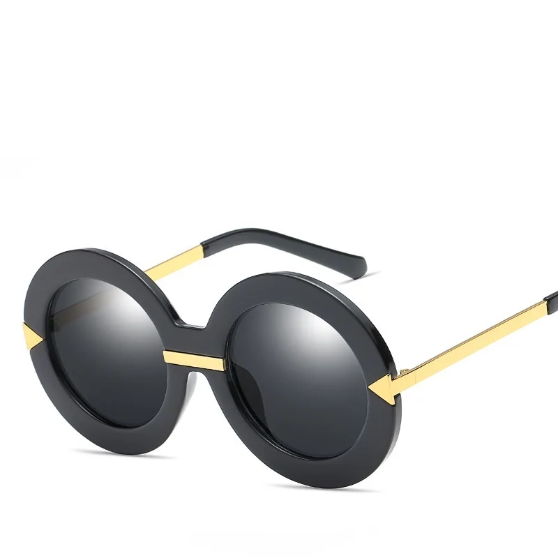 Новинка 2017 года Винтаж негабаритные Круглые Солнцезащитные очки Для женщин