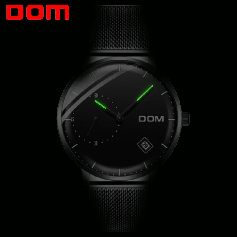 DOM мужские часы Топ Роскошные Аналоговые кварцевые кожаные с металлическим