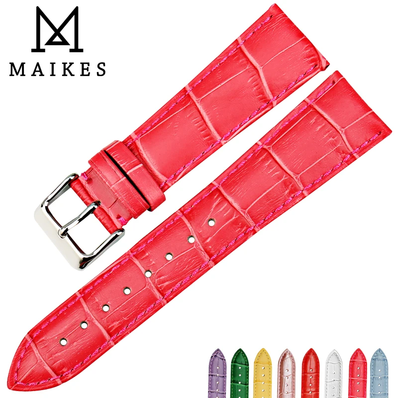 MAIKES из натуральной кожи браслет Мода розово красный ремешок для часов сменный на
