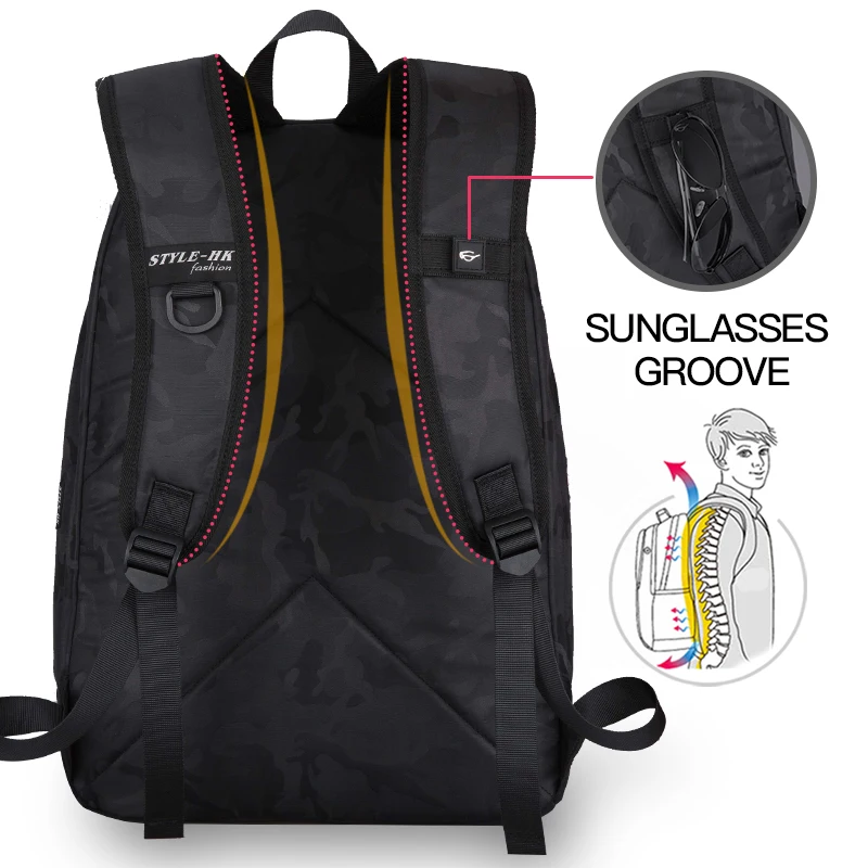 HKBackpack usb ladekabel для мужчин Mochila камуфляжная черная Большая вместительная сумка