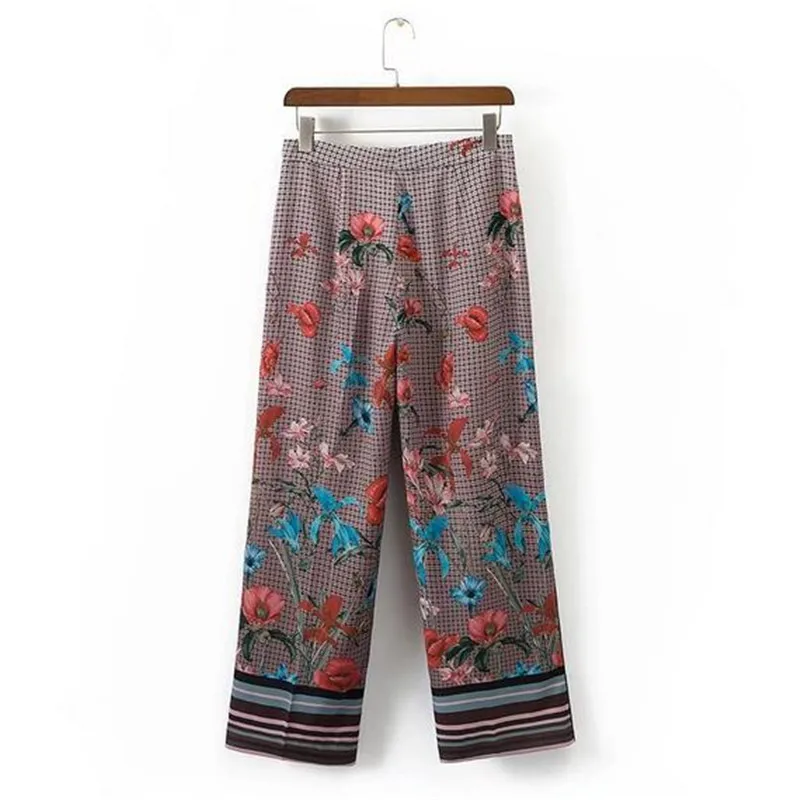 Boho Цветочный плед свободные штаны женские Штаны Урожай Чешский Ретро дамы 2017