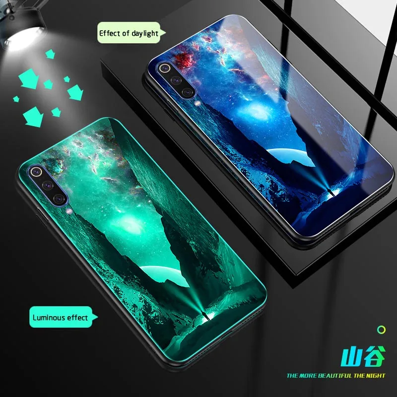 Светящийся стеклянный чехол для Xiaomi Mi 9 SE A3 CC9E роскошная задняя крышка из