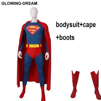 suit cape boots Светящийся сон новейший Супермен Косплей Костюм 1978 Супермен костюм с поясом старый ТВ платья с изображением супергероя рельефный логотип Супермен костюм - Цвет: suit cape boots