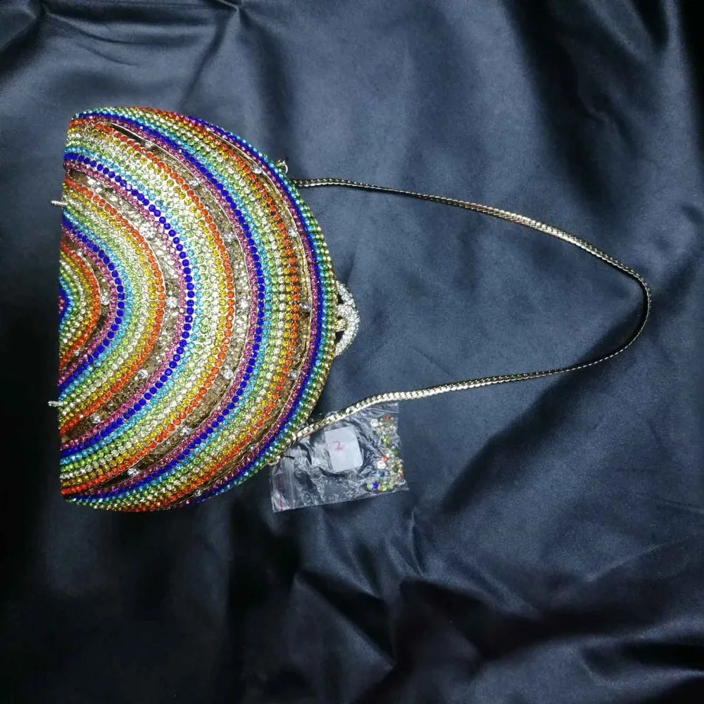 Shell Designer rainbow Crystal Evening Bags Party Purse Wedding Clutch Bags Female Handbags SC989
