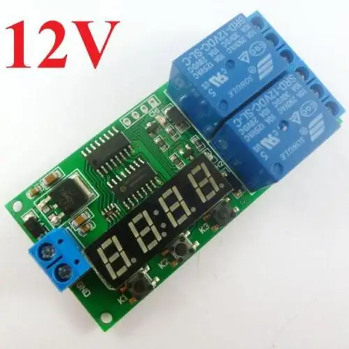 

DC 5v/ 12V Digital Dual Programmable Relay Control Cycle Delay Timer Timing Switch LED Control motor motor forward reverse
