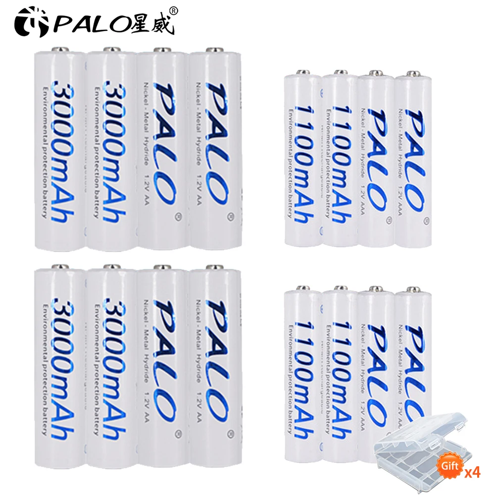 8 шт PALO 1,2 V 3000mAh AA аккумуляторная батарея и 8 шт 1100mAh AAA перезаряжаемые батареи для игрушек автомобиля