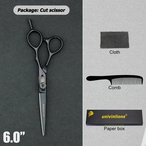 6025H60CUT 5.5/6" black gold barber hair scissors hairdressing scissors professional hair scisor barber supplies shears gift japan haircut - Color: 6025H60CUT