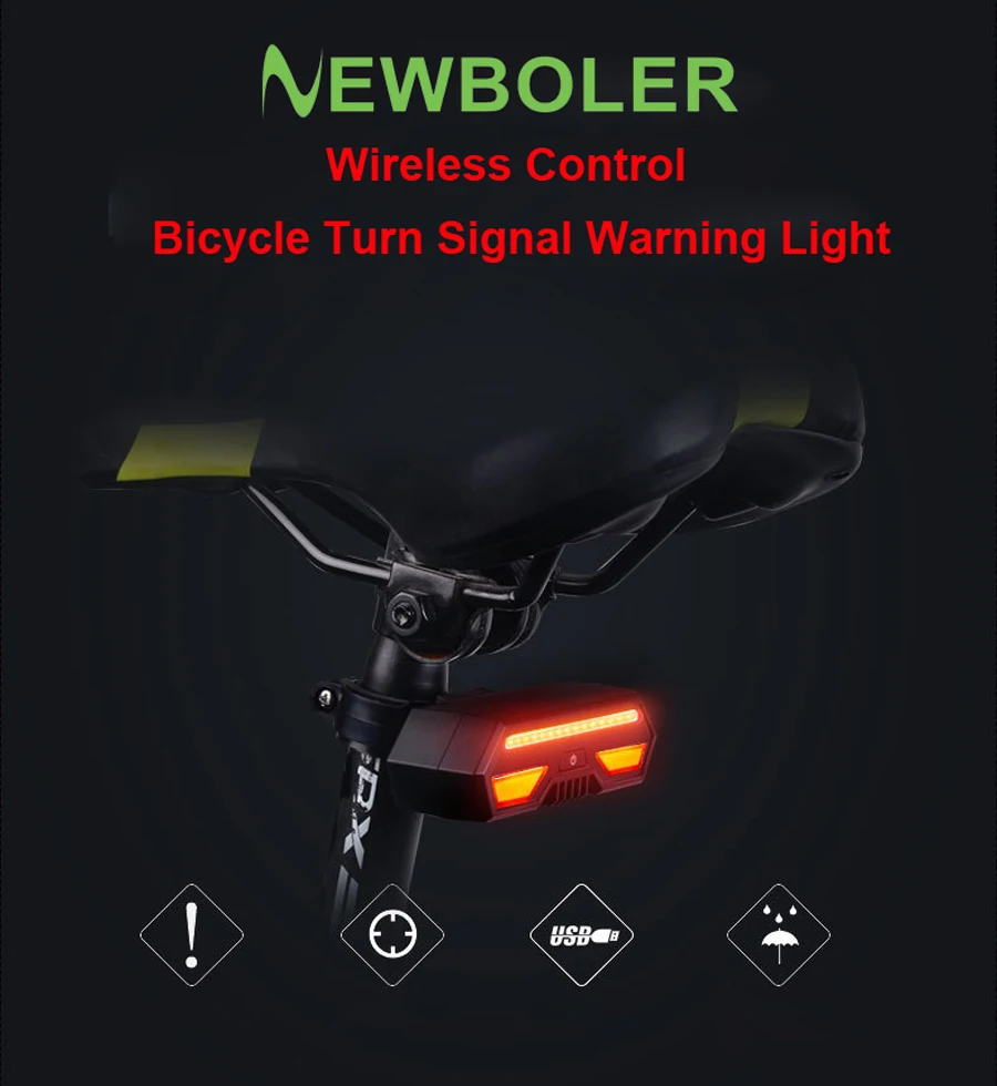 NEWBOLER 2200 мАч светодиодный задний светильник для велосипеда USB умный беспроводной пульт дистанционного управления поворотники водонепроницаемый Предупреждение ющий задний фонарь