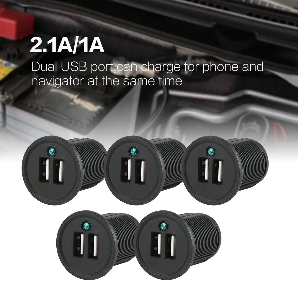 5 шт. 2.1A/1A двойной USB порт автомобильное зарядное устройство зарядка розетка для