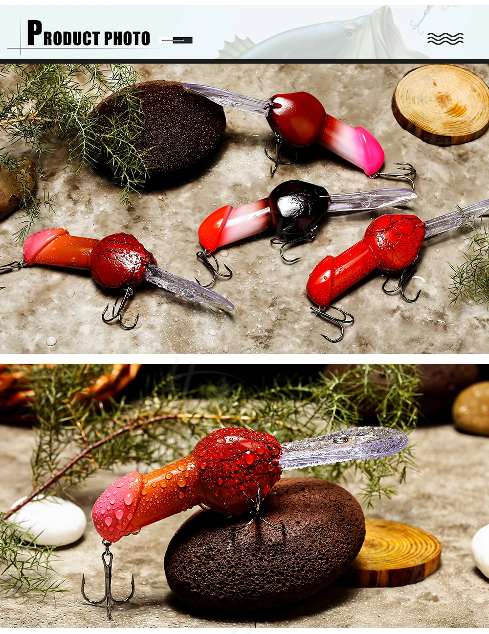H&ampK New Model Fishing Lure Minnow 85mm/27g Penis Swim Funny Rattle Crankbait Spinner Bass With Hook Tool HK042 | Спорт и