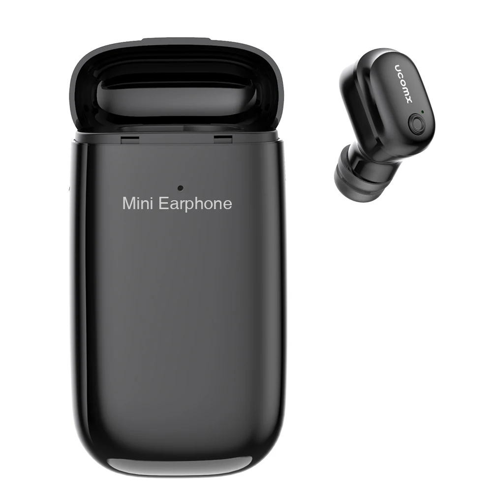 Черный UCOMX U6E Bluetooth наушники с зарядным устройством беспроводные наушники-вкладыши с микрофоном Bluetooth наушники для iPhone huawei Xiaomi - Цвет: Черный