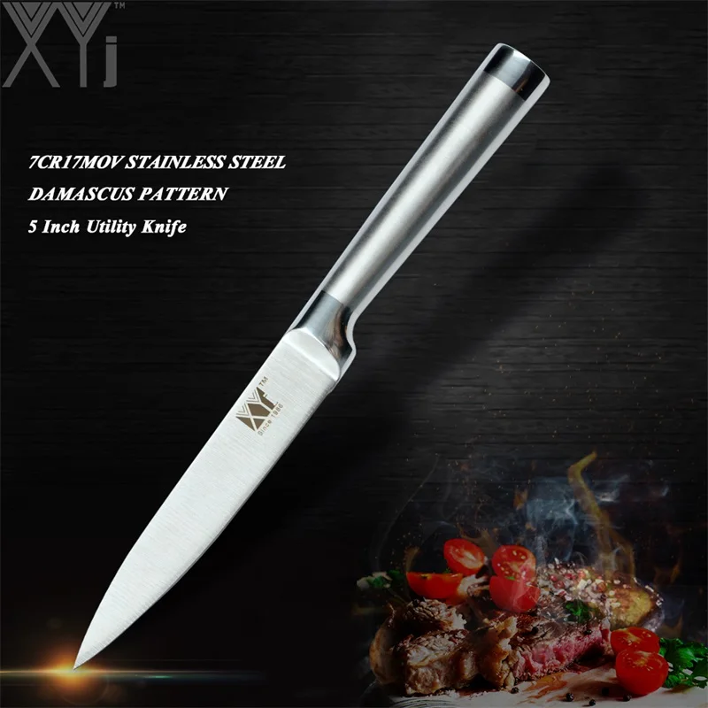 5 inch Utility XYj кухонный нож из нержавеющей стали в японском стиле, нож для очистки овощей Santoku, нож для нарезки хлеба и шеф-повара, нож для приготовления пищи из высокоуглеродистой стали - Цвет: 5 inch Utility