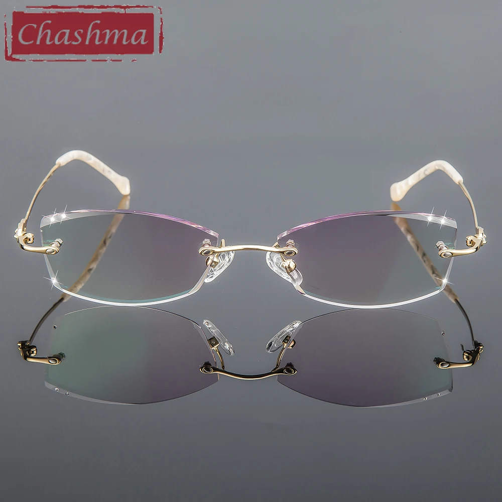 Женские прозрачные очки Chashma Брендовые в оправе с бриллиантами и затемненными