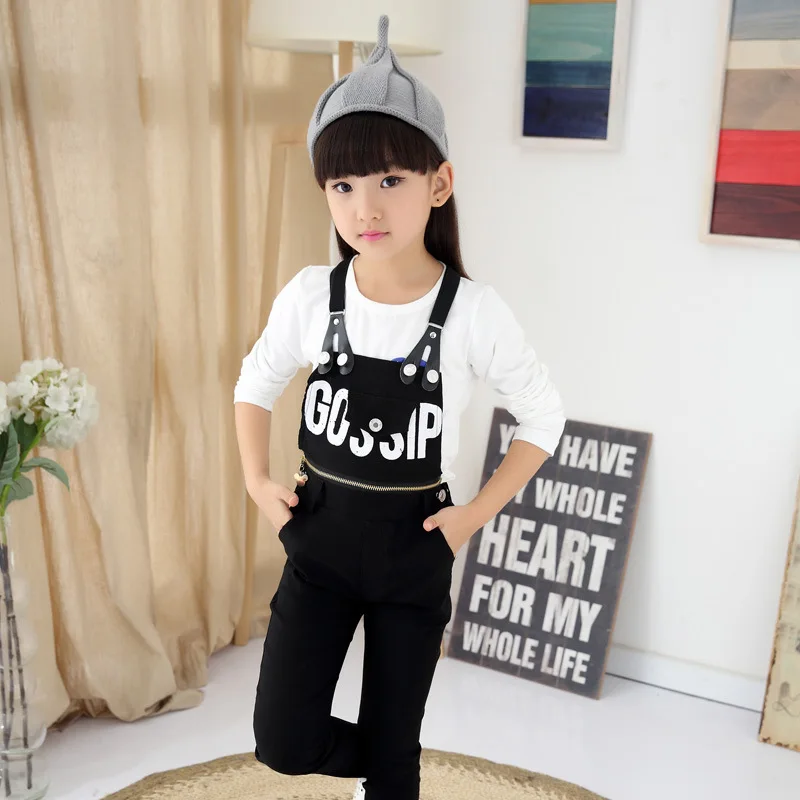 Девушки Комбинезоны 2016 Мода Осень Дети Письмо Молния Fly Теплые для Детей Новый