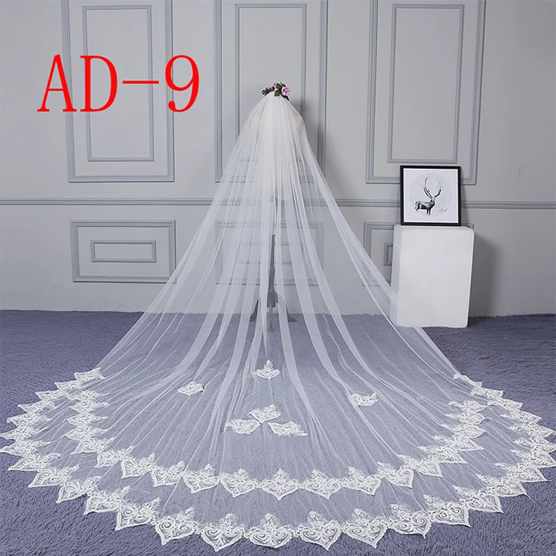 ZYLLGF вуаль Mariage Длинные Вуаль Dentelle 3 м с кружевной аппликацией для свадьбы в соборе