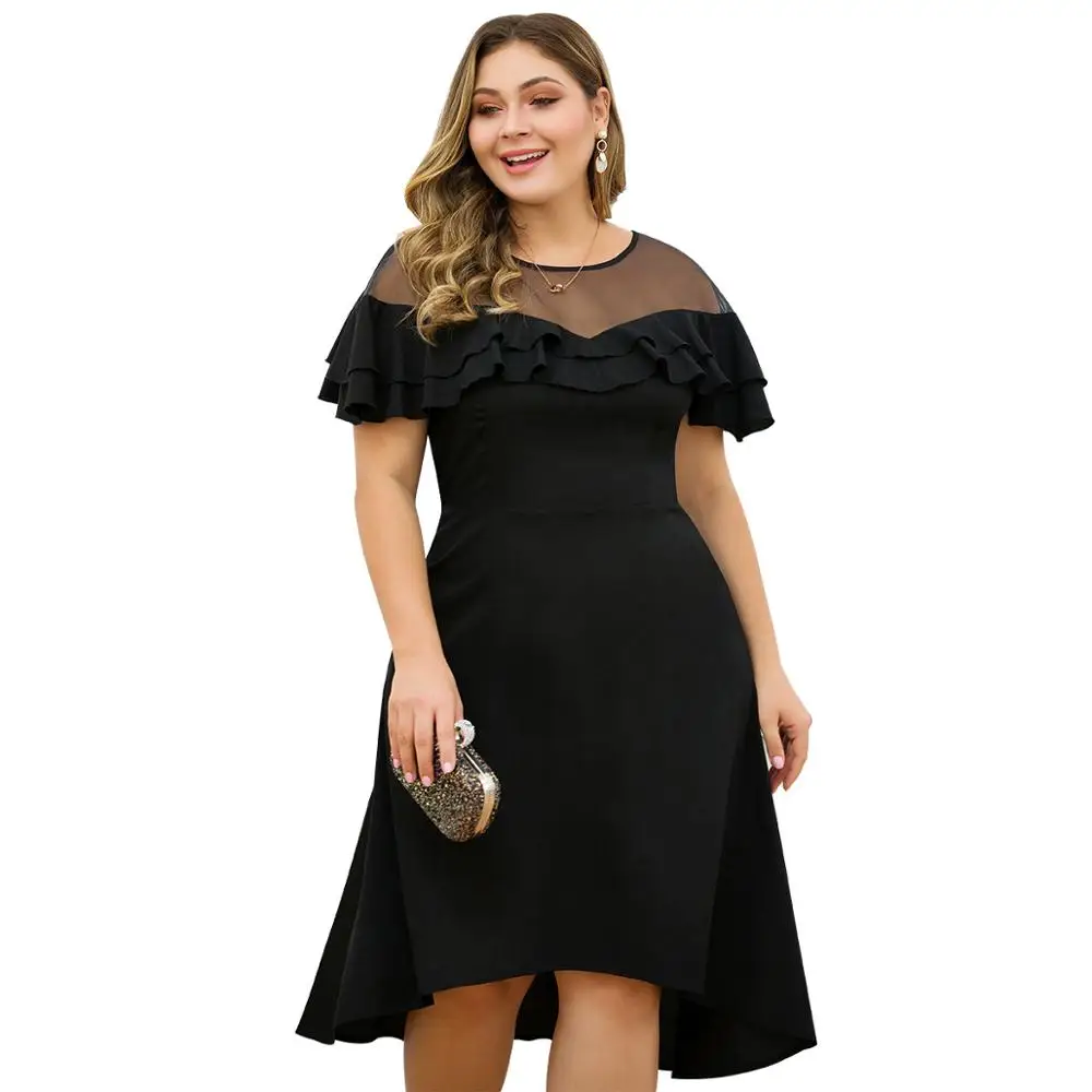 Женское вечернее платье WHZHM черное кружевное А силуэта с рукавами фонариками и