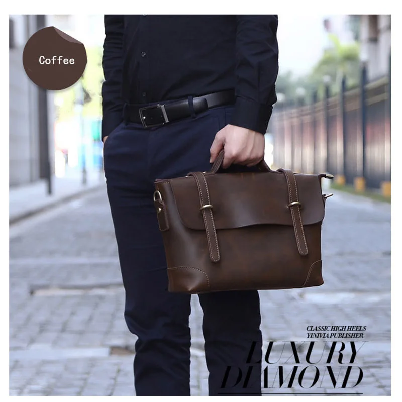 Crazy Horse Натуральная кожа мужской большой портфель кожаный бизнес ноутбук сумка