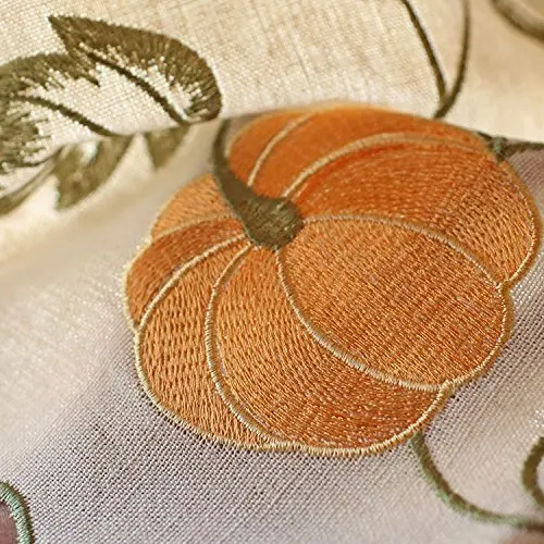Pumpkin Embroidery Kitchen Curtains 100% Cotton Linen For Living Room Set Adjustable Balloon Window Curtain Bedroom | Дом и сад