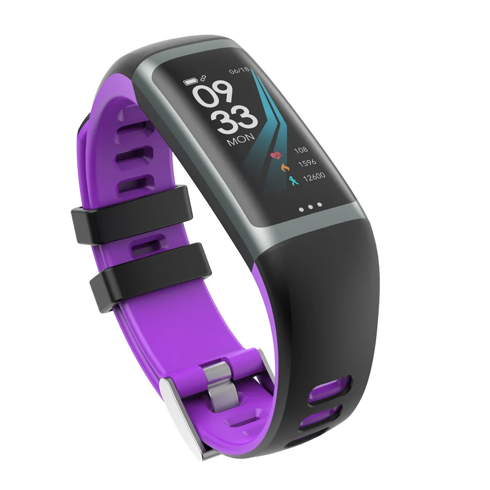 Умный Фитнес-браслет трекер часы Шагомер монитор сердечного ритма Smartband кровяное давление спортивные часы Ip67 браслет - Цвет: Purple