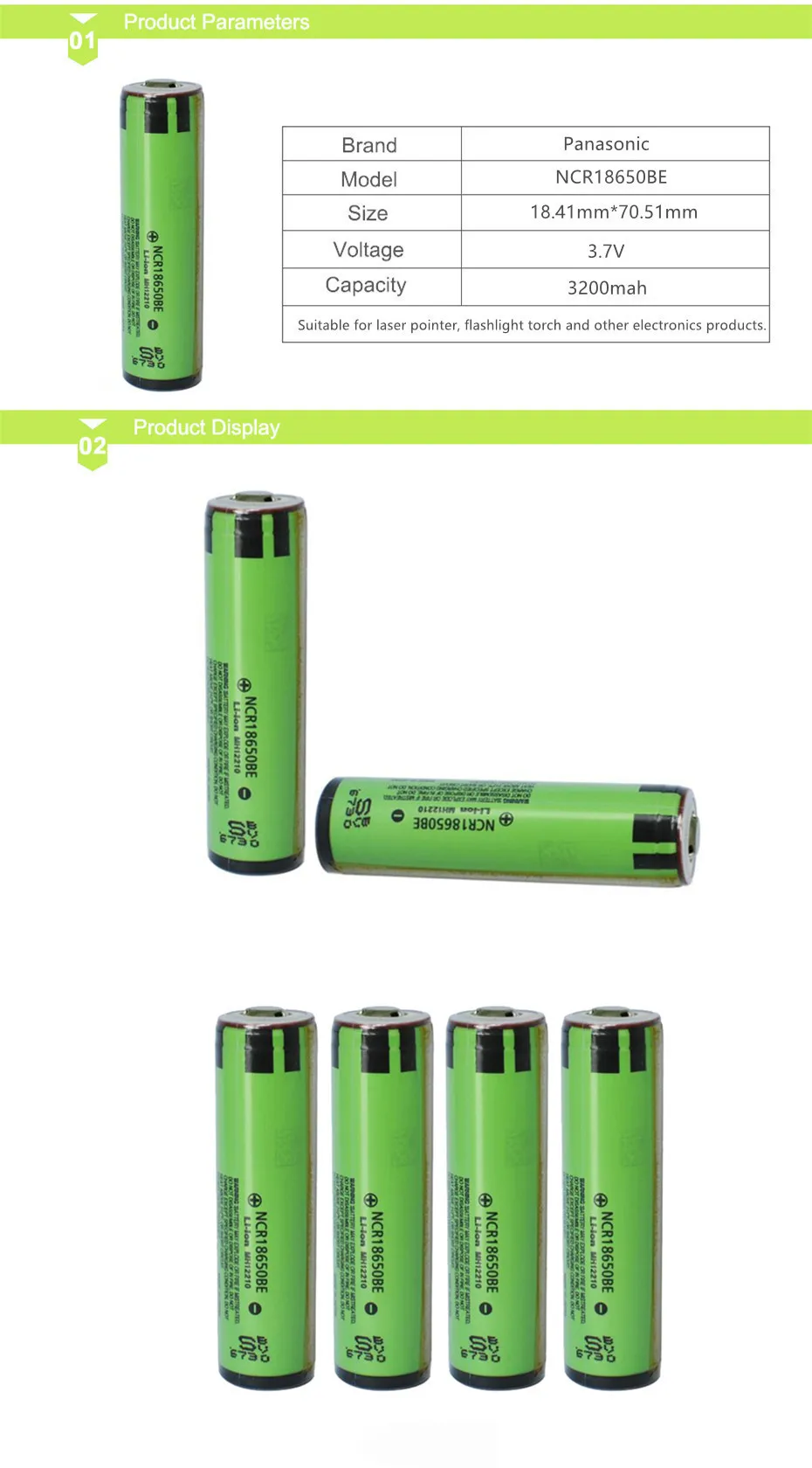 panasonic Защищенный 18650 NCR18650BE 3200mah 3,7 v литий-ионный аккумулятор с PCB