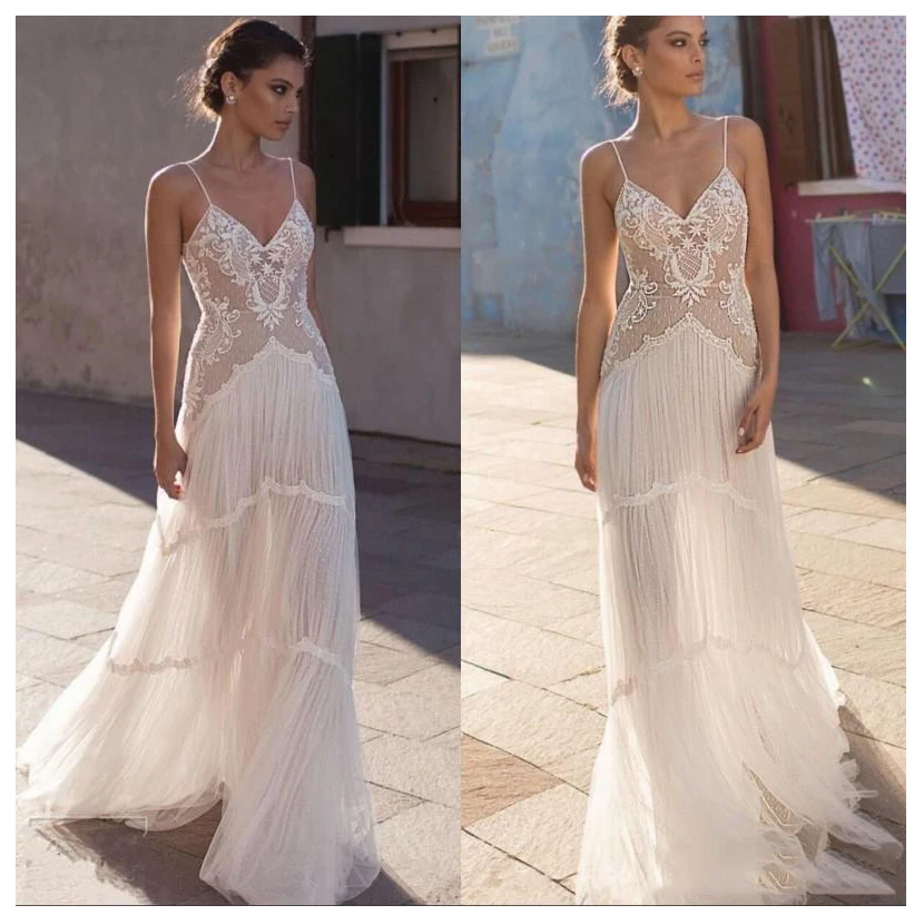 

new Wedding Dress Vestidos de novia Spaghetti Straps Lace Sexy Bridal Gown Elegant Backless Wedding Gowns