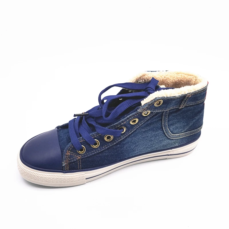 Casual Denim Canvas Shoes Fur Woman Winter Warm Plush Snow Boots Brand Thick Fashion Women Tenis Feminino Large Size 44 | Обувь