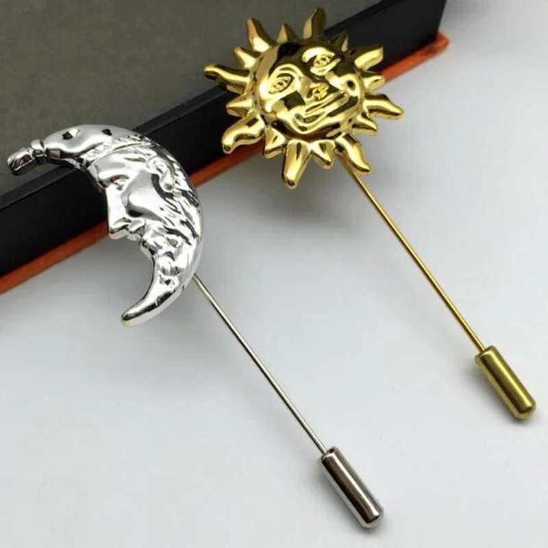 Unisex Men Sun Moon Brooch Pins Collar Suit Stick Breastpin Lapel Pin Accessories For Gift | Украшения и аксессуары