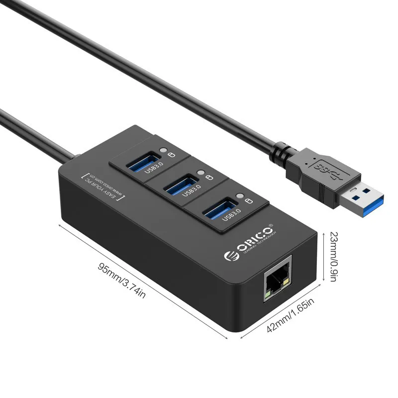 ORICO HR01-U3 USB 3,0 концентратор с внешней RJ45 гигабитная сетевая карта SuperSpeed 5 Гбит/с-черный