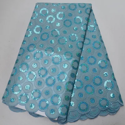 light blue 5 ярдов/шт) новейшая африканская кружевная ткань из двойной органзы темно-зеленого цвета с вышивкой золотыми блестками для праздничного платья OP114 - Цвет: light blue