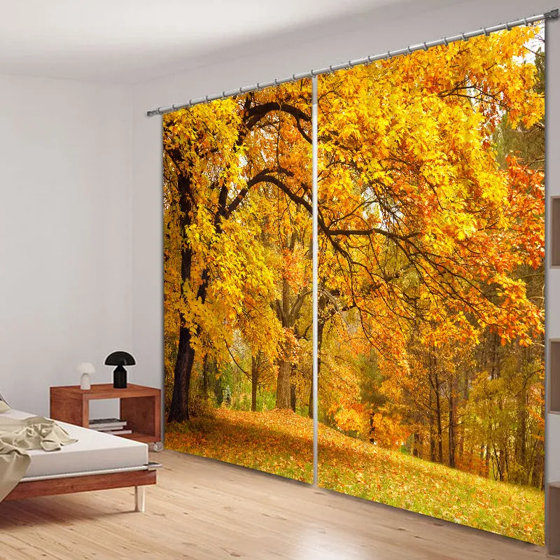 

Autumn Leaves Mordern 3D Blackout Window Curtains For Living room Bedding room Hotel/Office Curtain Drapes Cortinas para sala