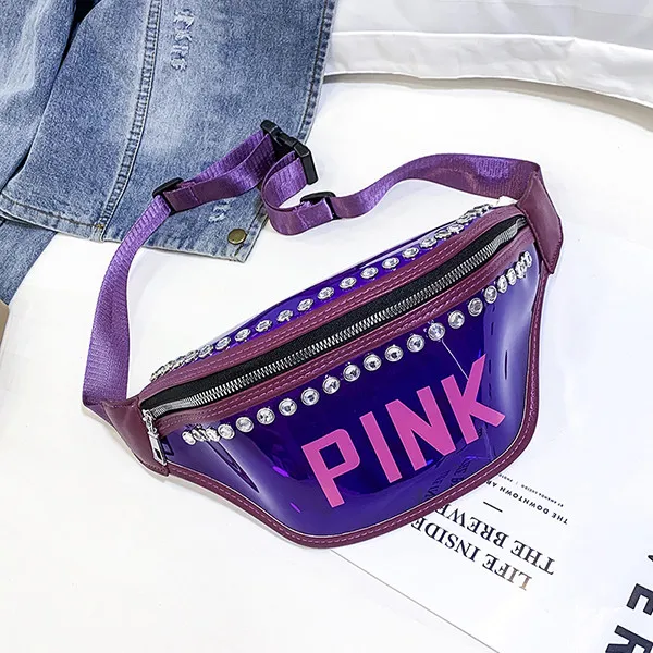 purple Новая розовая поясная сумка для девочек, портативная спортивная сумка, модный ремень, прозрачная посылка, пляжная сумка, Женская Лазерная сумка на плечо - Цвет: purple