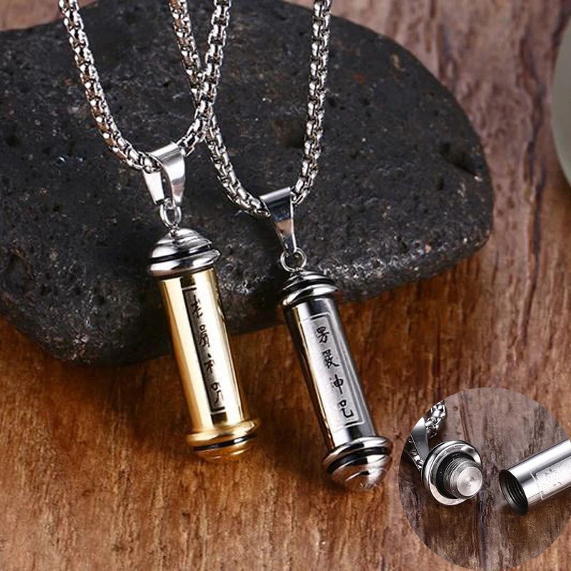 Молитва Писание трубка флакон Jewelry памяти кулон Цепочки и ожерелья Нержавеющая