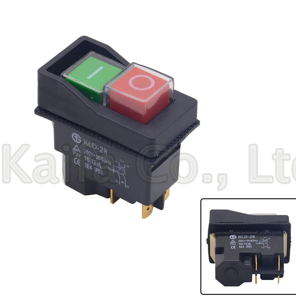 Водонепроницаемый IP55 кнопочный электромагнитный переключатель 4 Pin AC250V 16A Магнитный стартер Мощность выключатели безопасности при работе с электроинструментами для механического инструмента