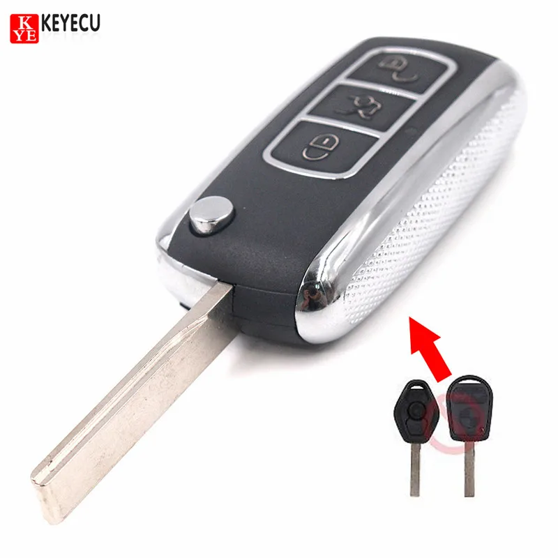 KEYECU Flip 315mhz 433mhz полный дистанционный ключ без ключа для BMW 3 5 7 серии E46 E39 hu92 uncut Key blade