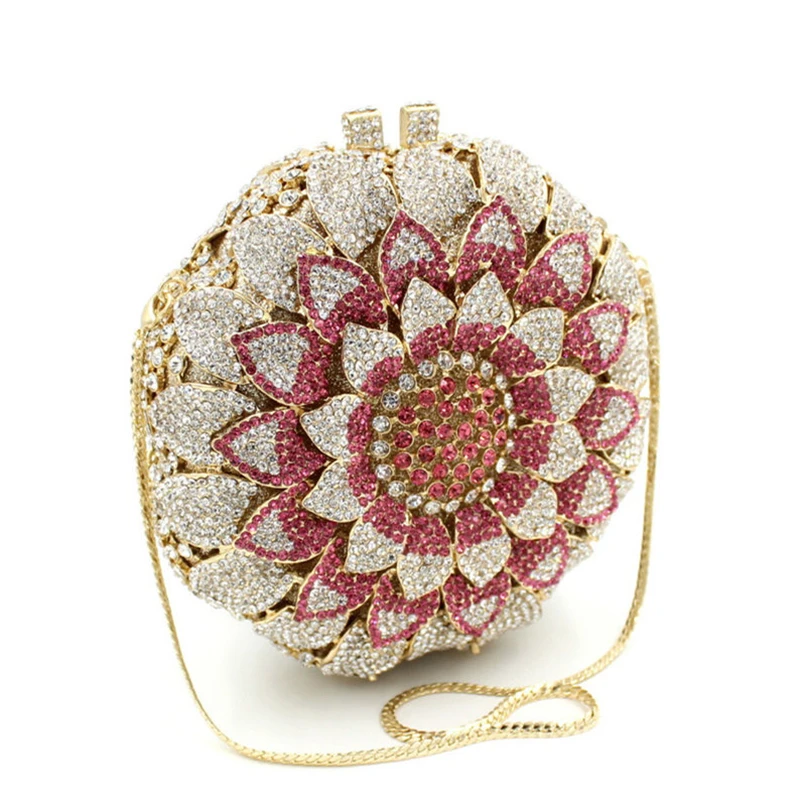 

Silver Metal Women's Bag Black Crystal Evening Clutches Luxury Women Dinner Banquet Clutch Handbags Female Mini Circle Purse