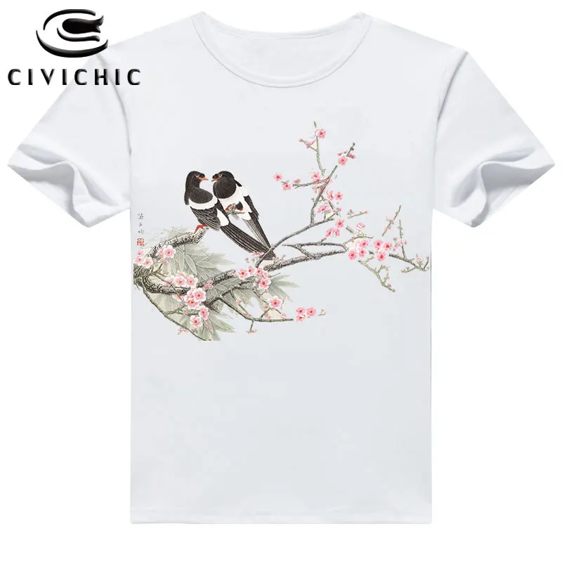Футболка CIVI в восточном стиле для мужчин и женщин женский топ с принтом цветка