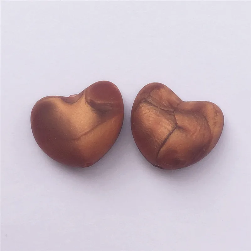 Bronze Chengkai 10 шт. BPA бесплатно Силиконовое сердце Прорезыватель бусы Еда Класс DIY силиконовые соску прорезывания зубов очарование Jewelry игрушек - Color: Bronze