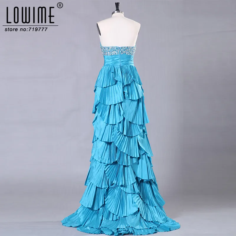 100% реальное изображение синий Вечерние платья Милая с бисером блестками