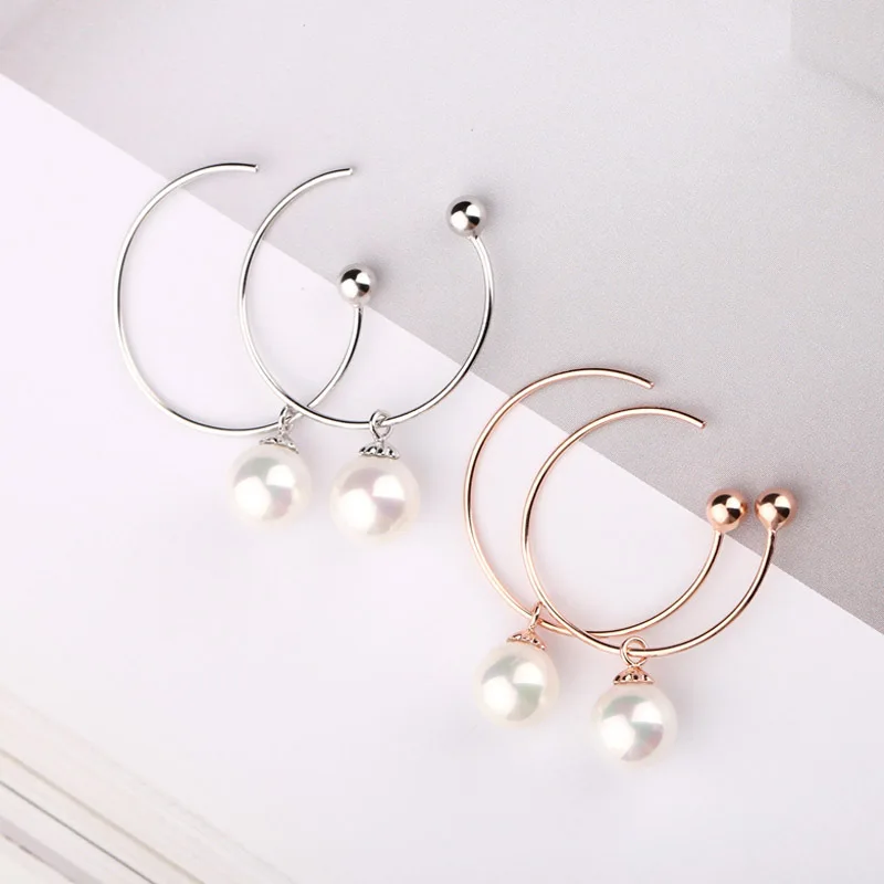 

L&P New Fashion Joker Ear drop Pure 925 Sterling Silver Earrings Female Circular asymmetric earrings adorn article Freeshipping