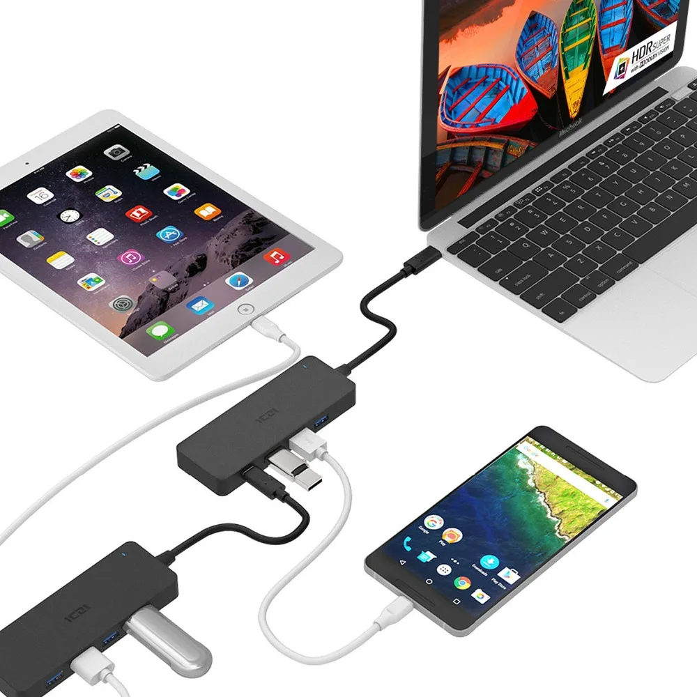 ICZI USB 3 1 Тип C Thunderbolt до 2 0 Порты концентратора данных передачи для macbook 2018 huawei