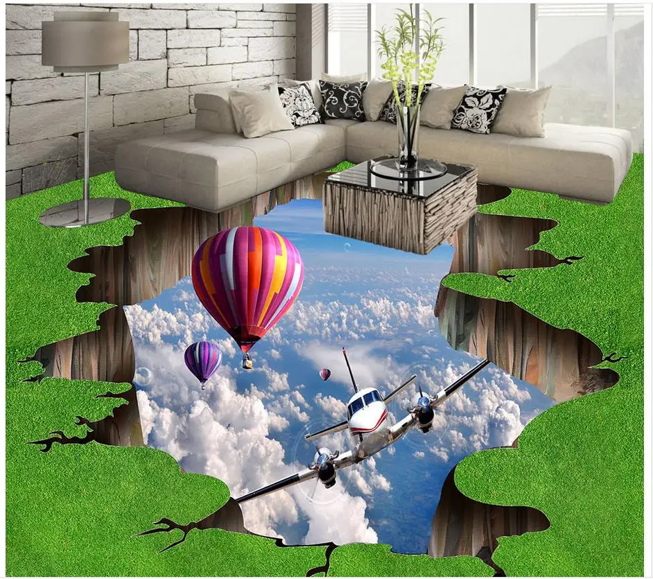 3d обои для пола фотообои стереоскопические летающие 3D из травы