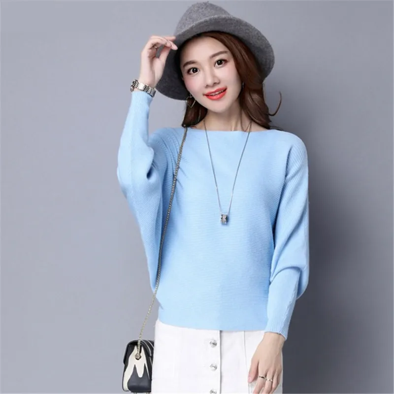 Women Sweater 2021 Spring Autumn Loose Knitted Sweaters And Pullover Ladies Bat Sleeve Jumper Femme Tops Plus Size W331 | Женская одежда