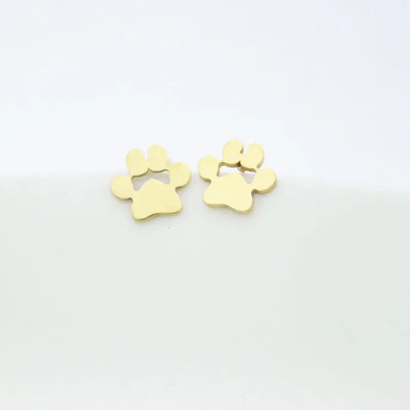 Женские серьги гвоздики из нержавеющей стали с принтом Собачья лапа|stud earrings|earrings