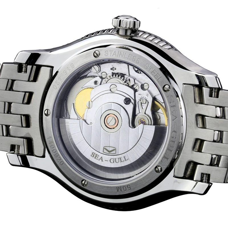 Аутентичные дизайнерские часы Seagull Series 3 Hands Date Exhibition Back ST21 автоматические